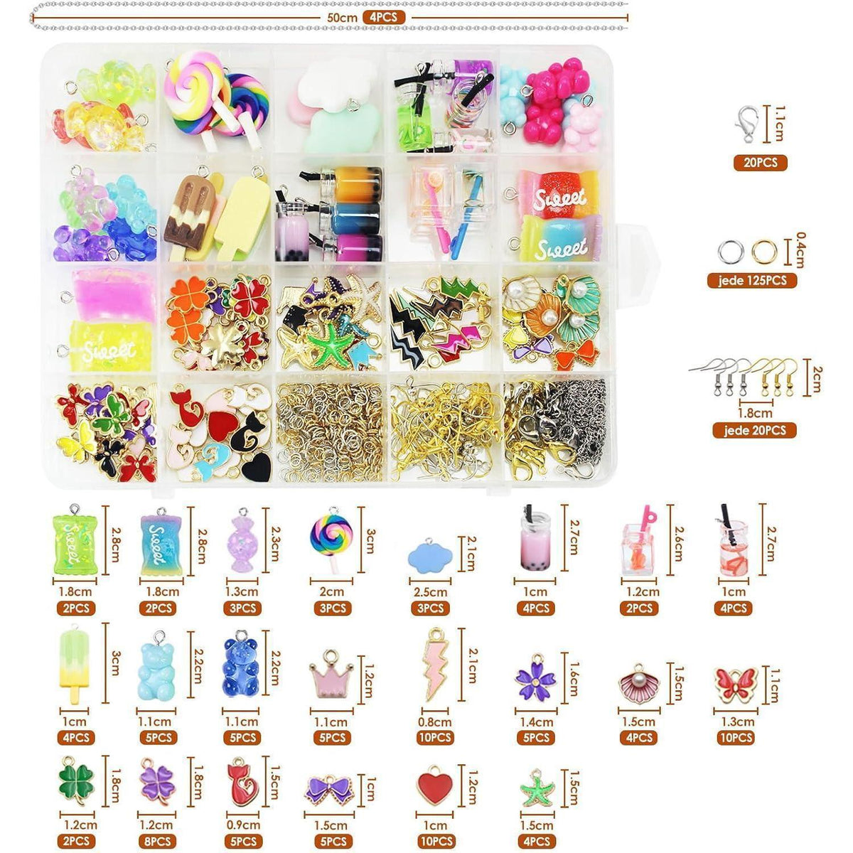 Schmuckanhänger Set 420 Teile – DIY Schmuck Basteln für Armband & Co.