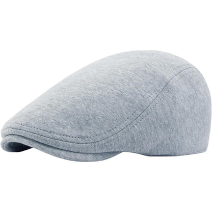 Baumwoll Schiebermütze Herren – Flatcap Newsboy Cap Grau
