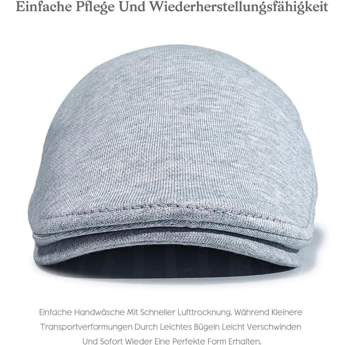 Baumwoll Schiebermütze Herren – Flatcap Newsboy Cap Grau