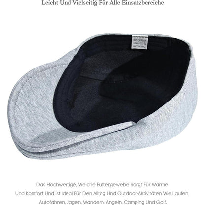 Baumwoll Schiebermütze Herren – Flatcap Newsboy Cap Grau