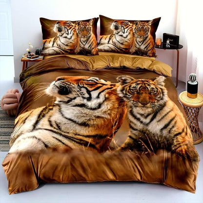 Tiger Motiv Bettwäsche Set 135x200 cm – 4-teilig, Mikrofaser