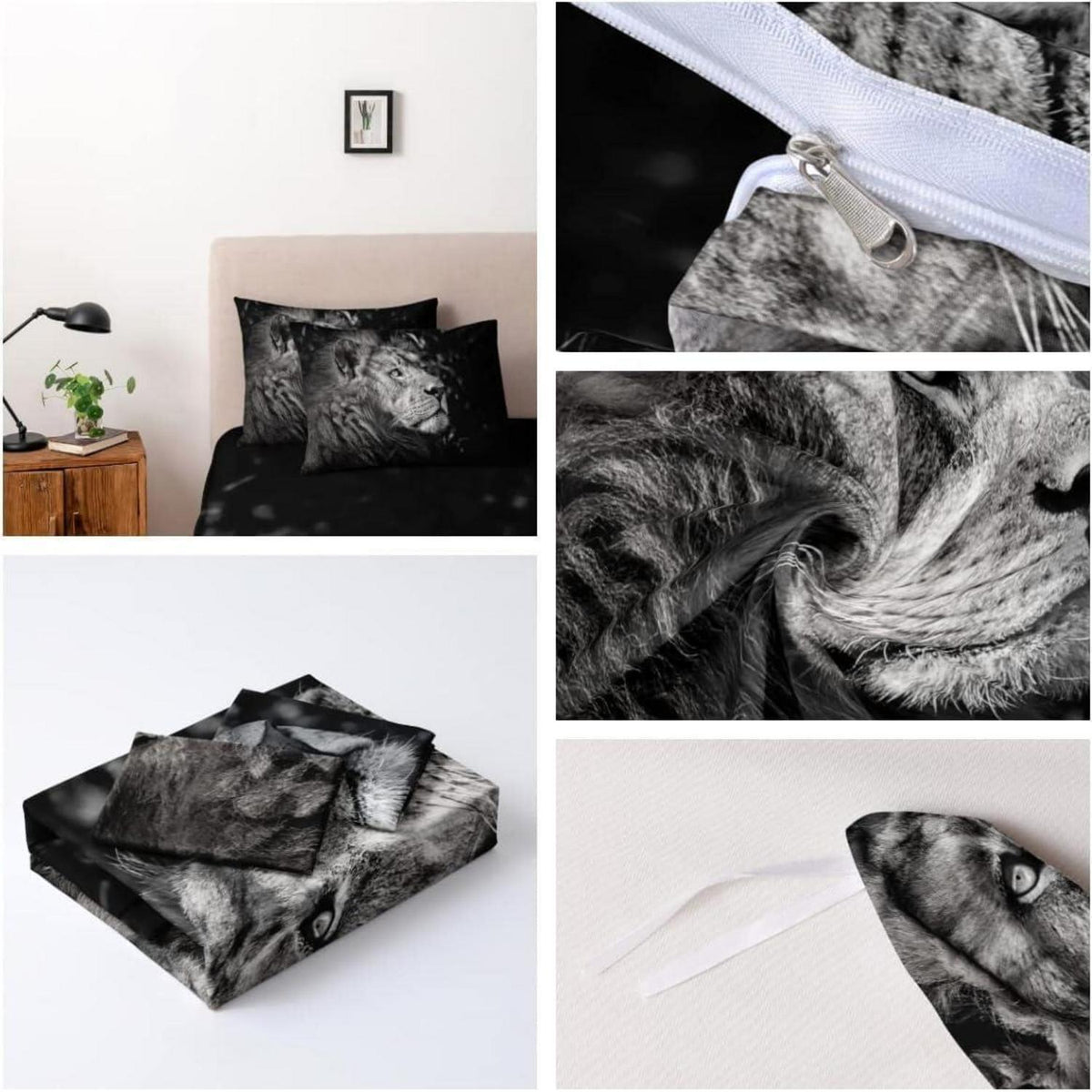 Löwen Bettwäsche Set 135x200cm – 4-teilig, 3D Effekt & Mikrofaser