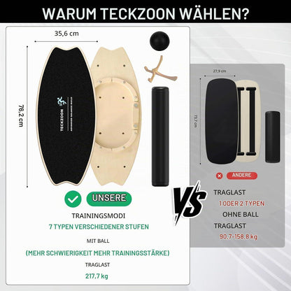 Balance Board Holz mit Rolle & Ball – Fitness & Yoga