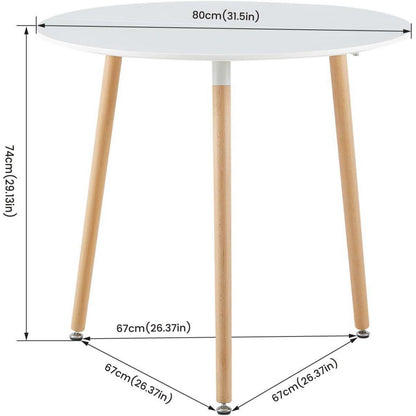 Runde Essgruppe weiß/eisgrün: Tisch + 4 skandinavische Stühle