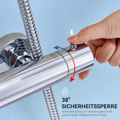 Thermostat-Duschsystem mit Regendusche & Verbrühschutz