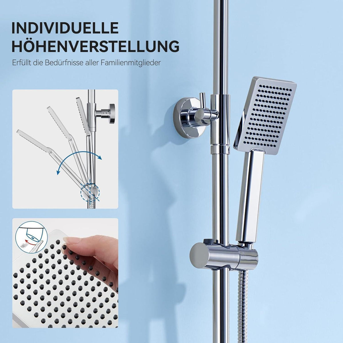 Thermostat-Duschsystem mit Regendusche & Verbrühschutz