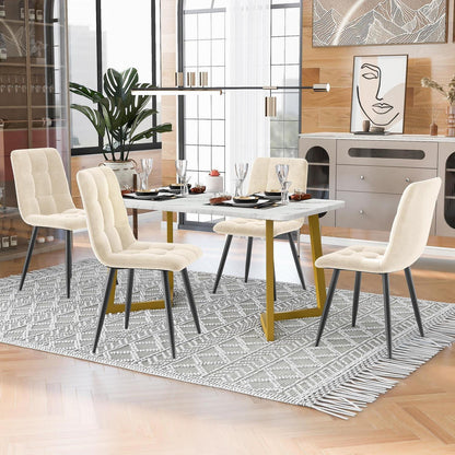 Esstisch Set 117cm mit 4 Samtstühlen – Modernes Esszimmer