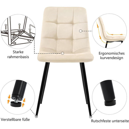 Esstisch Set 117cm mit 4 Samtstühlen – Modernes Esszimmer
