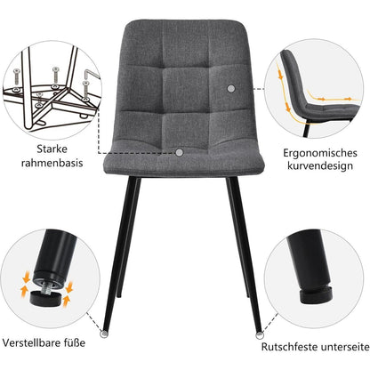 Esstisch Set 117cm mit 4 modernen Esszimmerstühlen