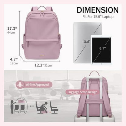 Laptop Rucksack Damen 15.6 Zoll Rosa Lila – Casual Daypack für Arbeit & Reisen