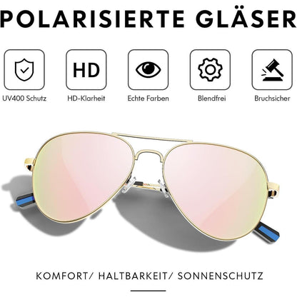Piloten Sonnenbrille Herren Damen Polarisiert Metall Retro UV400