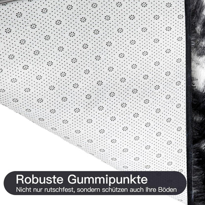 Hochflor Teppich Grau 160x230 – Waschbarer Shaggy Wohnzimmer Teppich