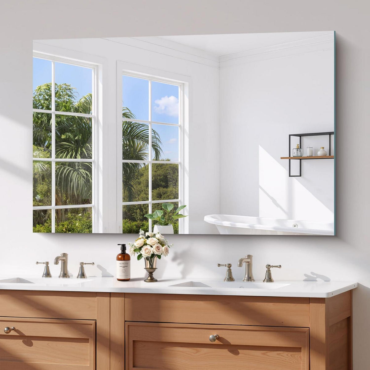 Rahmenloser Wandspiegel 120x75 cm – Badezimmer Spiegel mit Explosionsschutz