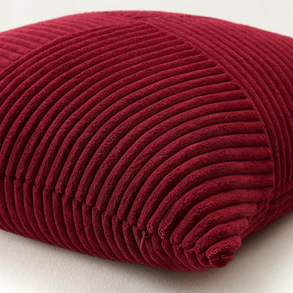 2x Cord Kissenbezug gestreift, 40x40cm, Burgund