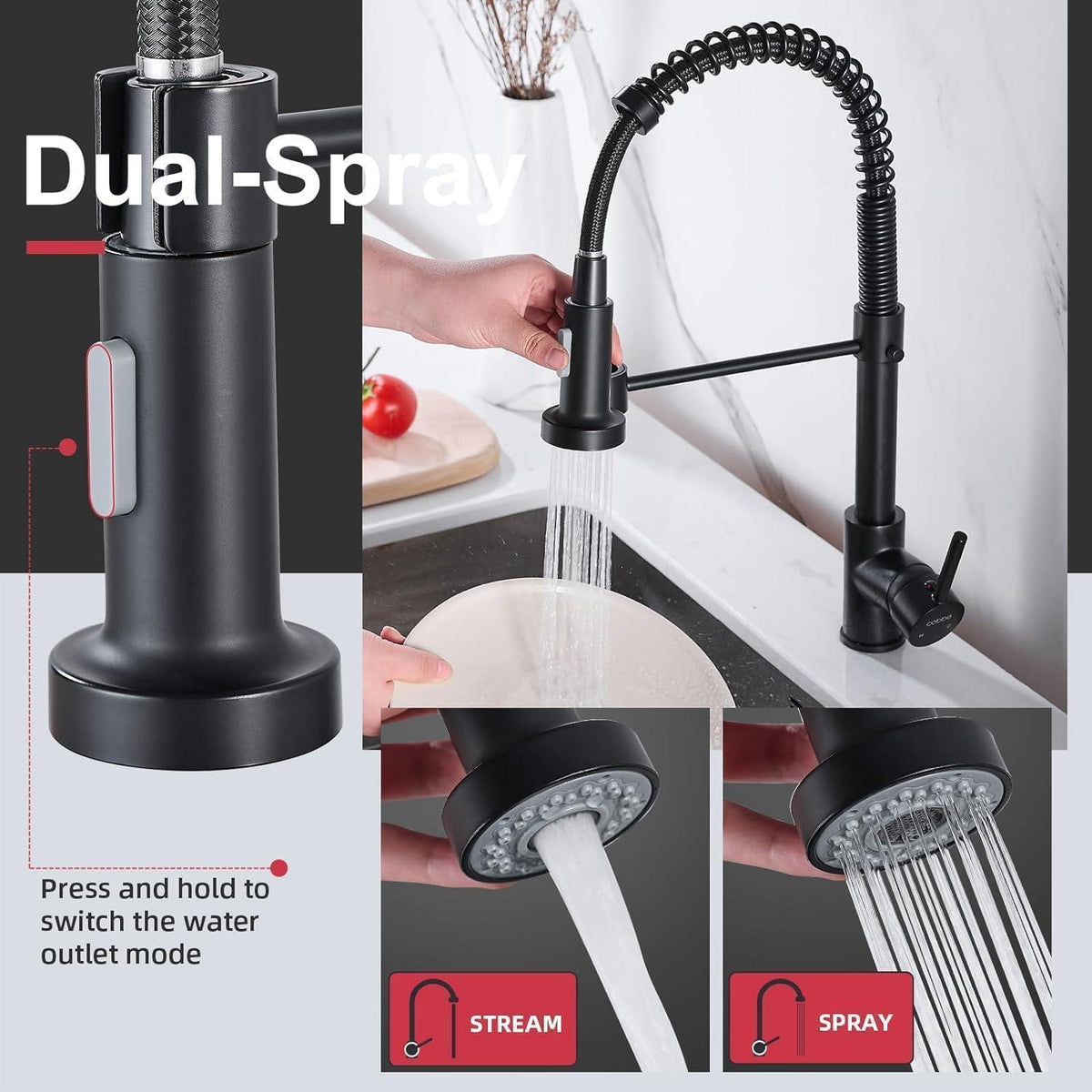 Küchenarmatur Schwarz – Moderne Spültischarmatur Touch-On