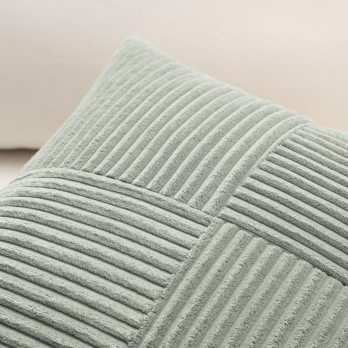 Cord Kissenbezug 40x60 cm, Hellgrau, 2er Set, Streifenmuster