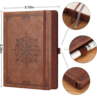A5 Blanko Notizbuch in Lederoptik Hardcover – Braun