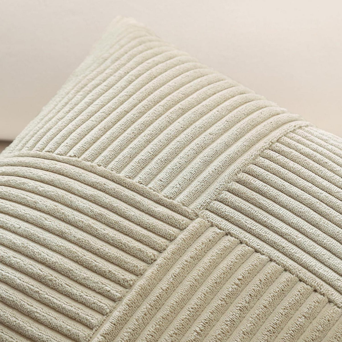 Cord Kissenbezug 40x60 cm, 2er Set, Taupe, Kreuz Streifen