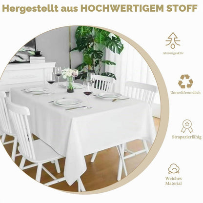 Weiße Tischdecke Rechteckig 153x260cm – Waschbar & Vielseitig