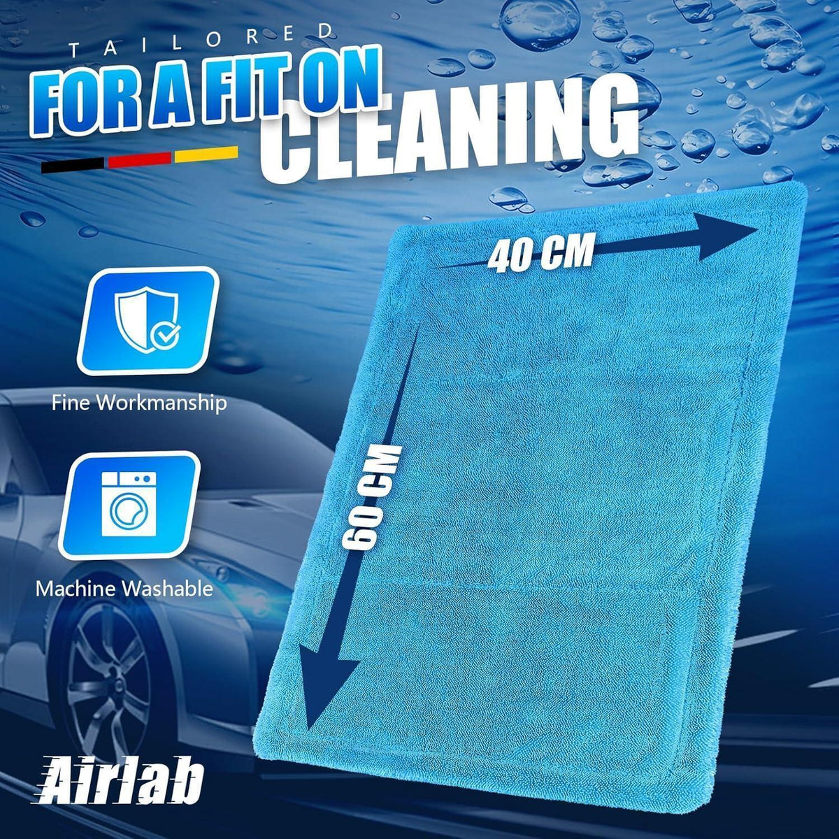 Mikrofaser Trockentuch Auto XL, 1200GSM, Blau