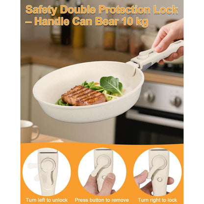 19-tlg. Topfset Keramik Induktion Beige – Antihaft & Pflegeleicht