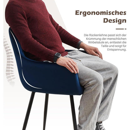 Blau Samt Esszimmerstühle 6er Set mit Armlehne