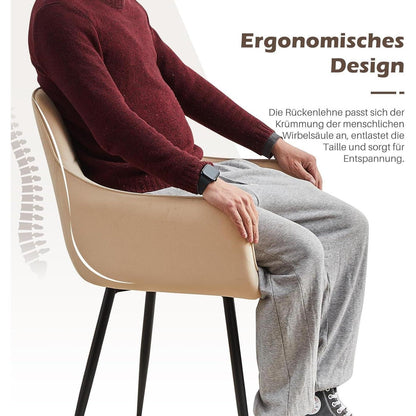 Beige Samt Esszimmerstühle 4er-Set mit Armlehnen