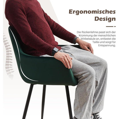 Samt Esszimmerstühle 4er Set mit Armlehnen, Grün