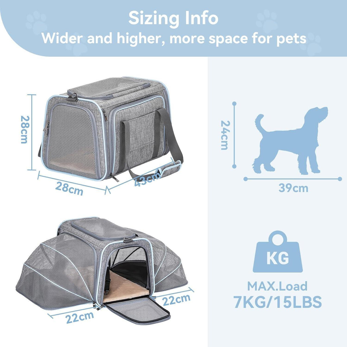 Faltbare Transporttasche Katze & Hund – Komfort & Sicherheit