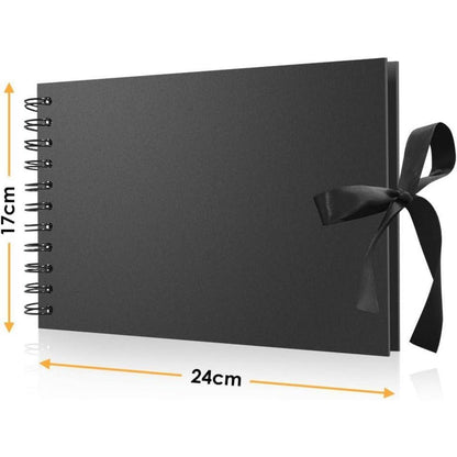 DIY Fotoalbum Schwarz 60 Seiten zum Selbstgestalten 24x17 cm