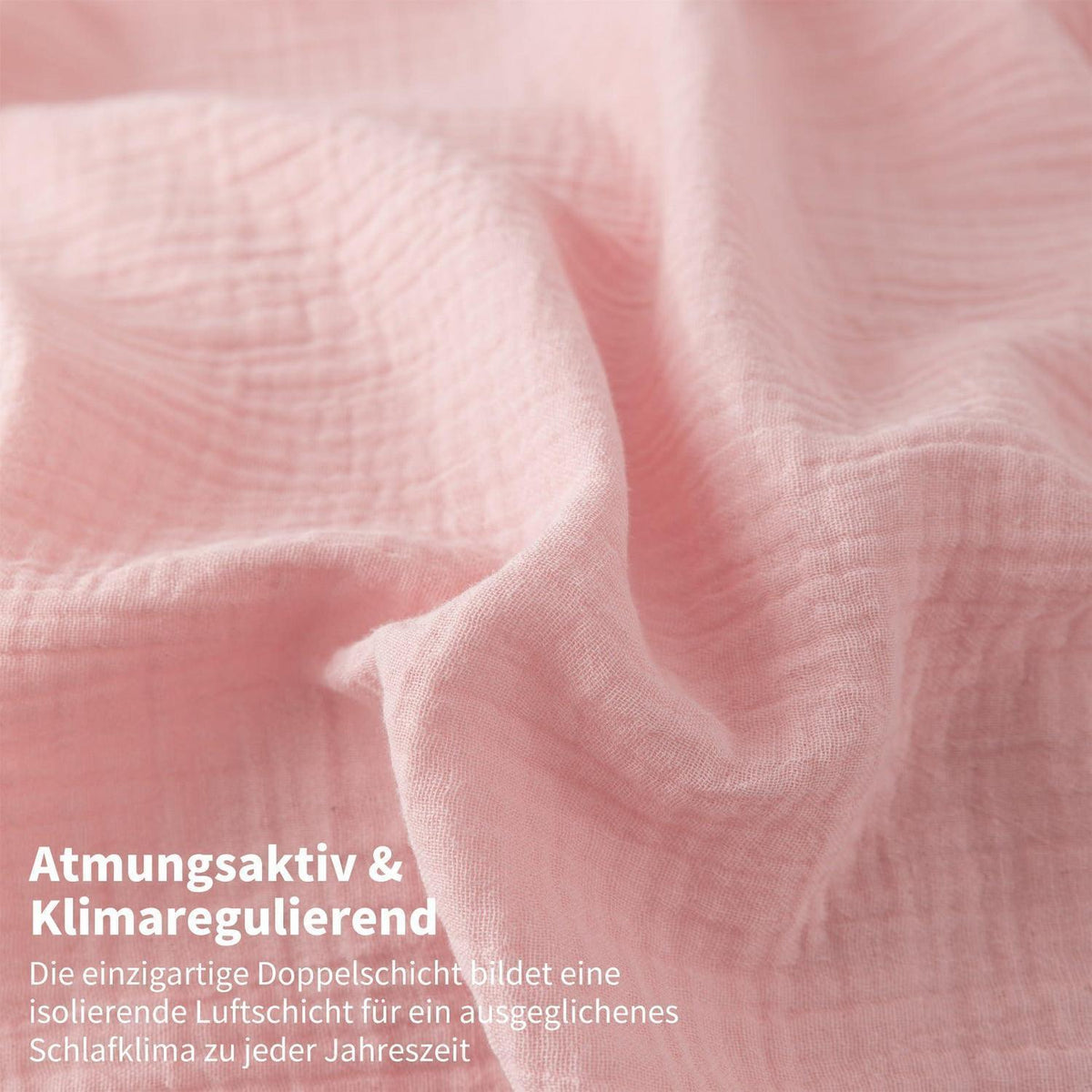 Doppelte Muslin Bettwäsche 155x220 Rosa Grau – 3-teilig