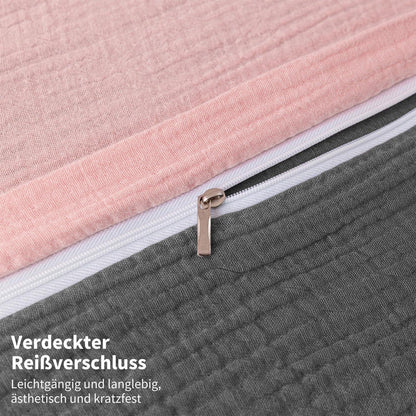 Doppelte Muslin Bettwäsche 155x220 Rosa Grau – 3-teilig
