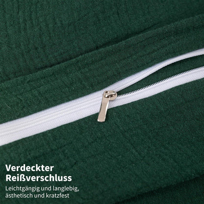 Doppelte Muslin Bettwäsche Dunkelgrün 220x240 cm - 3-teilig
