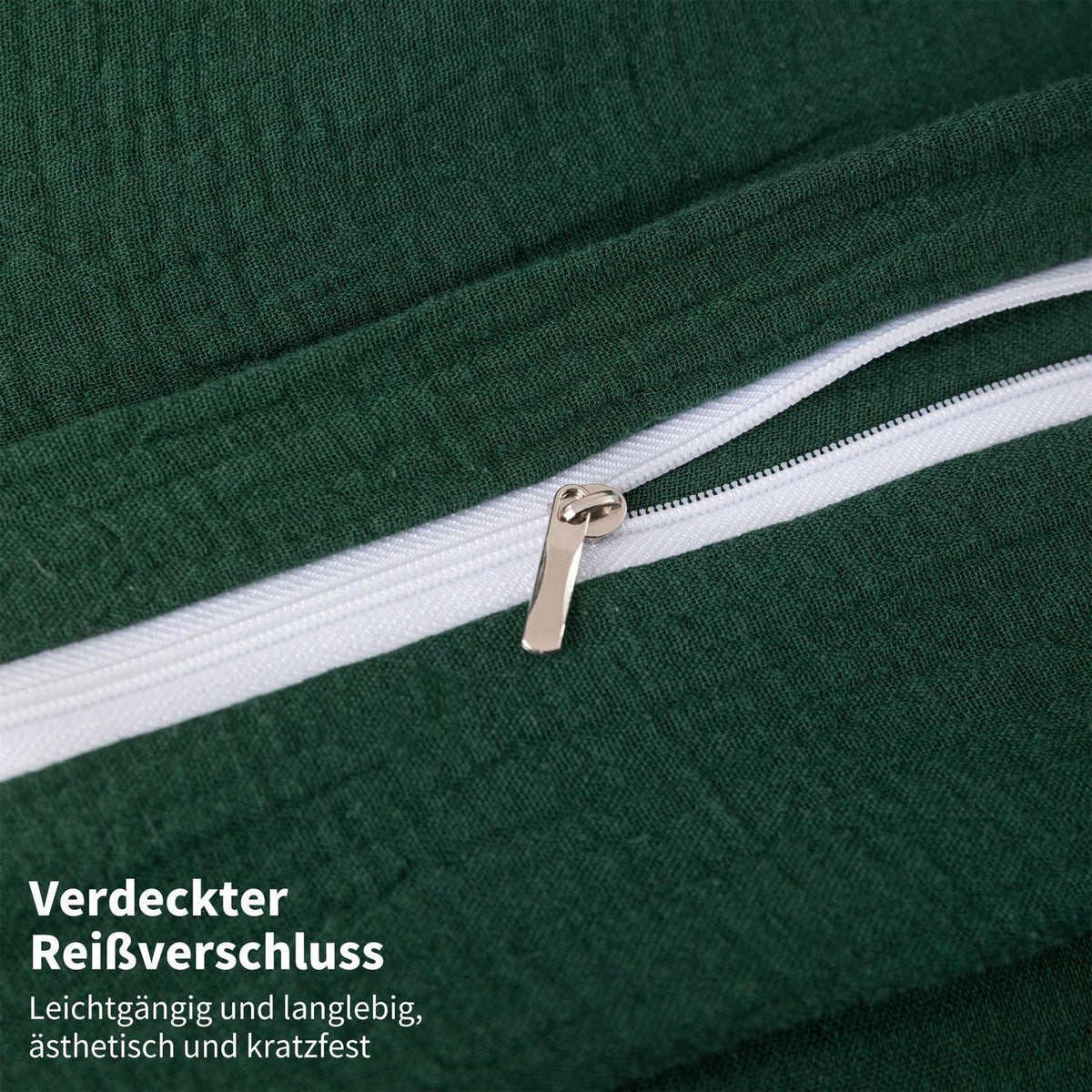Doppelte Muslin Bettwäsche Dunkelgrün 155x220 cm - 3-teilig