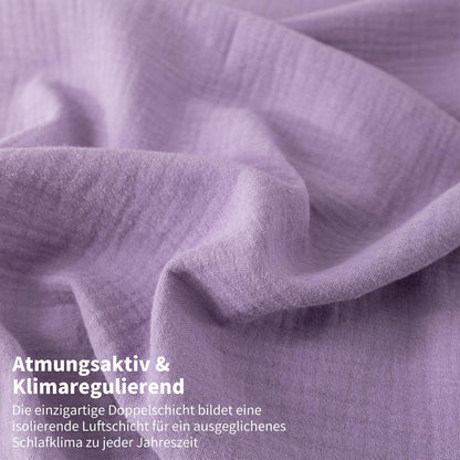 Doppelte Muslin Bettwäsche Lila Grau 155x220 cm - 3-teilig