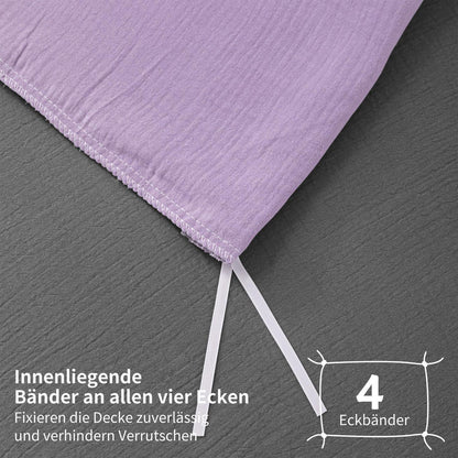 Doppelte Muslin Bettwäsche Lila Grau 220x240 cm - 3-teilig