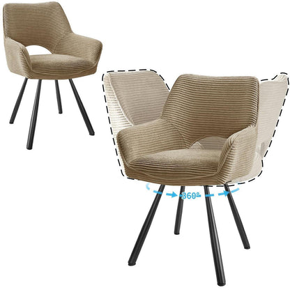2er Set Drehbar Stühle | Bequeme Esszimmerstühle Braun