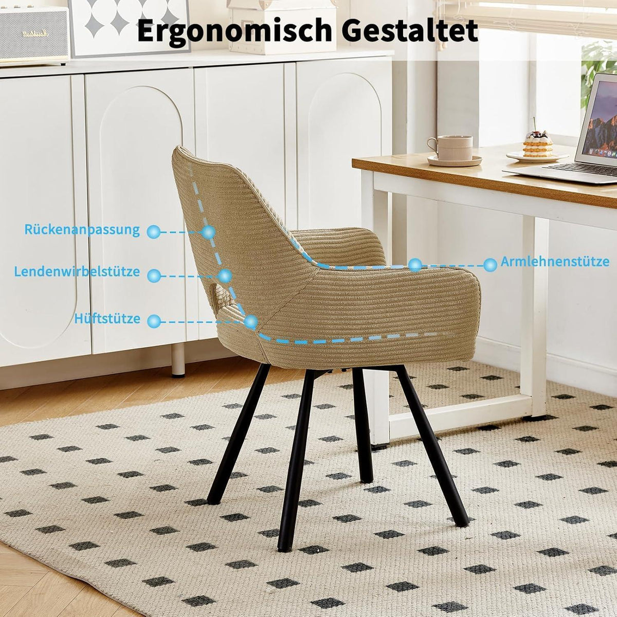 2er Set Drehbar Stühle | Bequeme Esszimmerstühle Braun