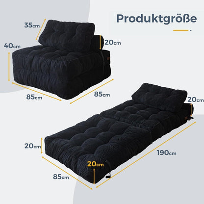 Faltbares Schlafsofa mit Kissen & Matratze – Komfortables Bodensofa