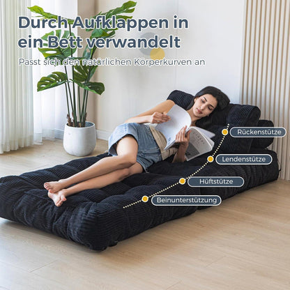 Faltbares Schlafsofa mit Kissen & Matratze – Komfortables Bodensofa