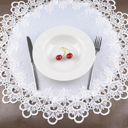 Runde Tischdecke Blumenstickerei 58cm – Elegante Tischdekoration