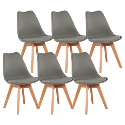 Skandinavischer Esszimmerstuhl Retro Grau - 6er Set mit Polsterung