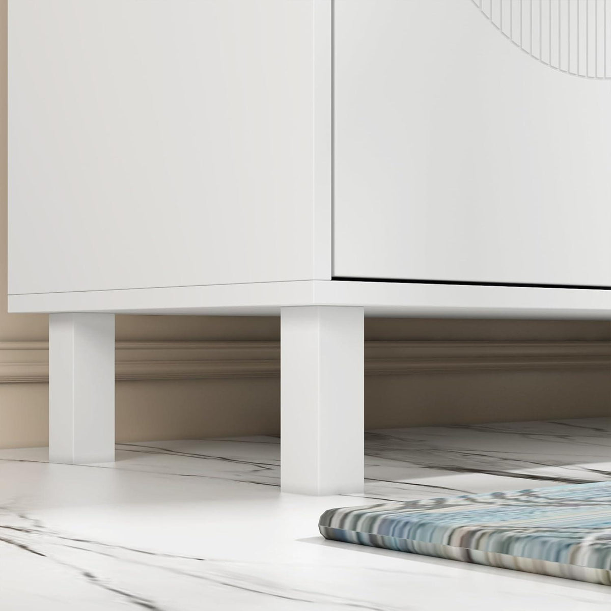 Weißes Sideboard mit 4 Türen & 2 Schubladen – Stauraumschrank 160x40x75cm