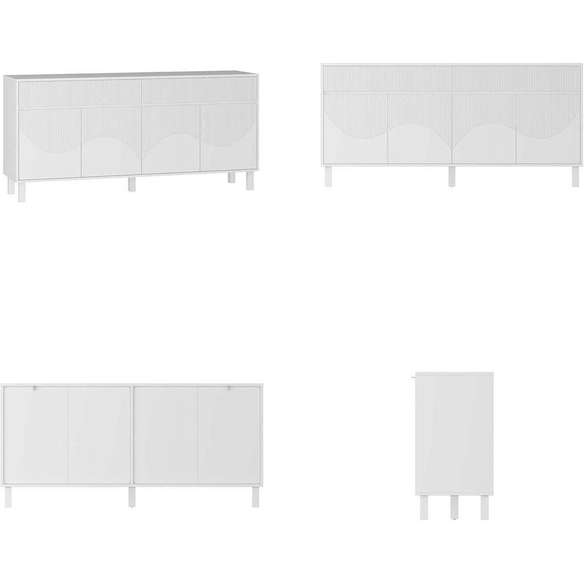 Weißes Sideboard mit 4 Türen & 2 Schubladen – Stauraumschrank 160x40x75cm