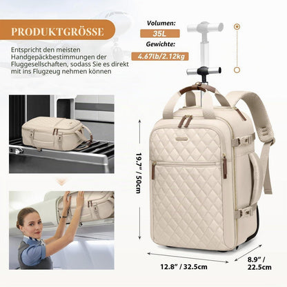 Reiserucksack mit Rollen | 17 Zoll Laptop Rucksack Handgepäck