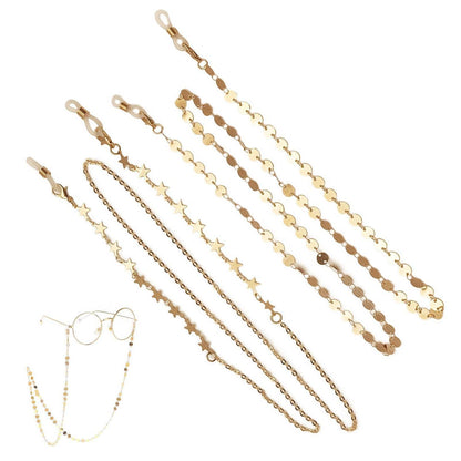 2x Brillenkette Damen Gold Sterne Pailletten Brillenband