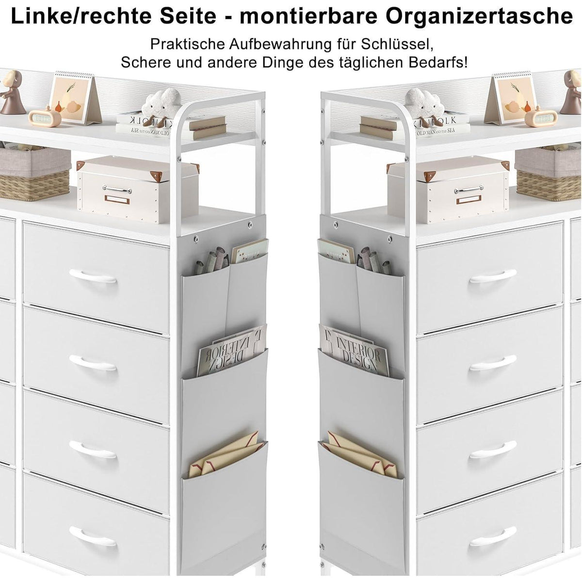 Weiße Kommode mit 8 Schubladen – Stauraum für Schlafzimmer & Wohnzimmer