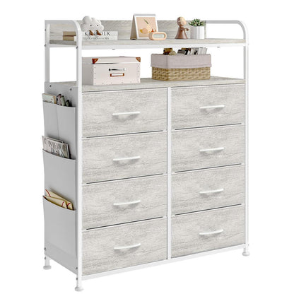 Kommode mit 8 Schubladen & Regalen – Schlafzimmer Organizer Weiß
