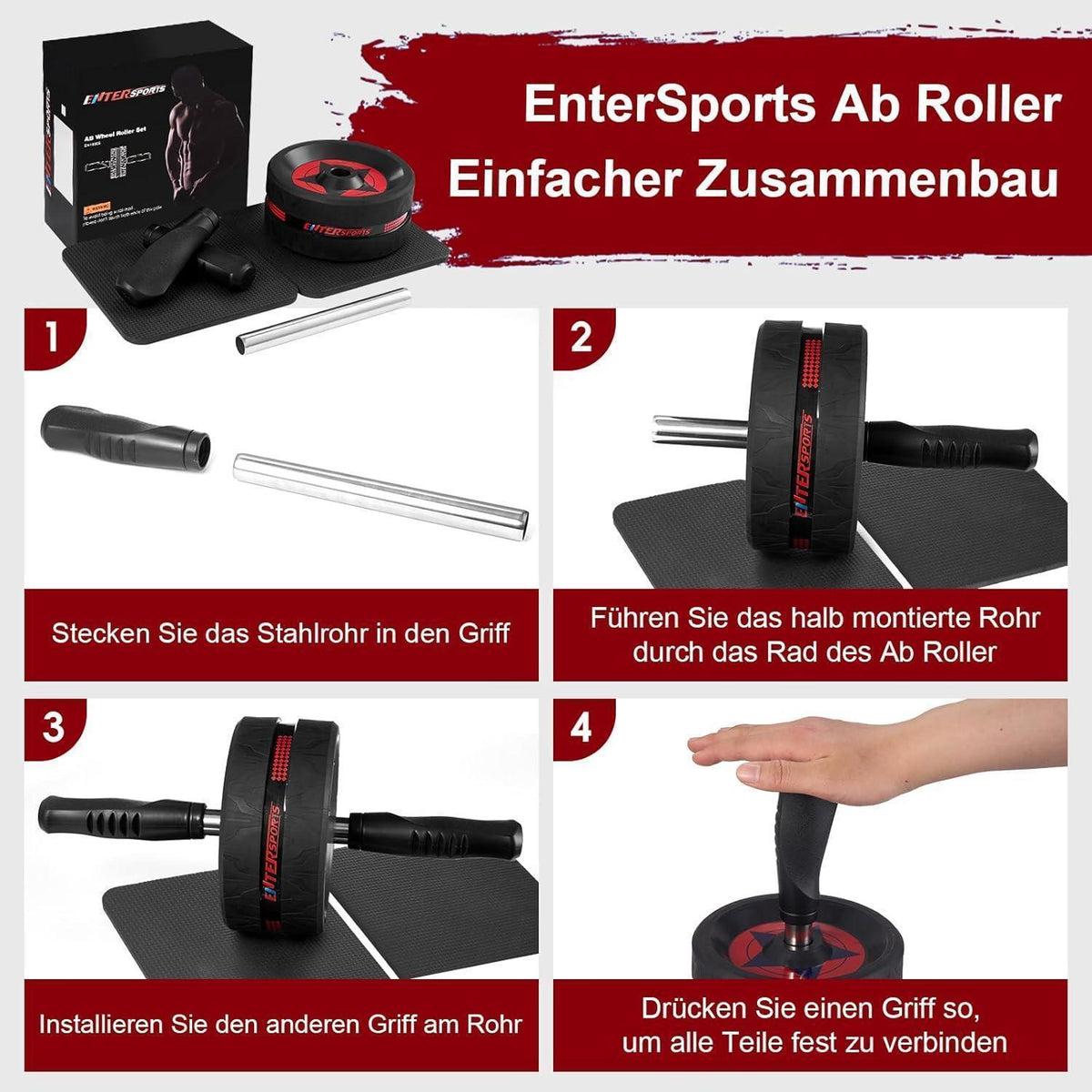 Bauchroller mit Kniepolster für effektives Bauchmuskeltraining