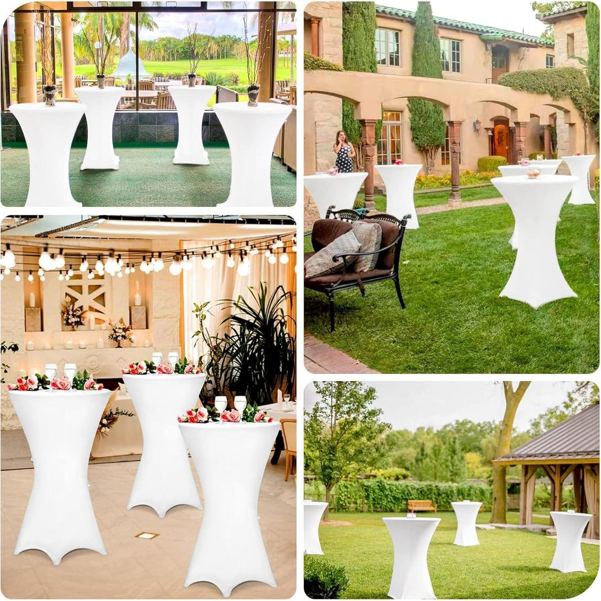 10er-Set Stehtisch Husse für Bistrotisch Ø 70-75 cm Weiß
